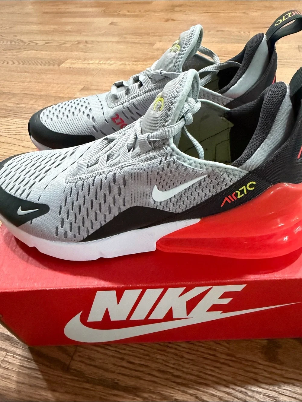 Nike KIDS BOYS Grey with Red and Yellow Accents Sneakers